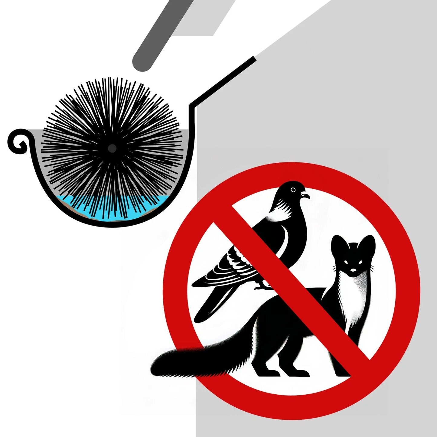 Spazzola per grondaia 5 m (5 pz x 1 m) – Protezione efficace contro foglie, martore e uccelli per la tua grondaia o impianto solare Ø 10 cm o Ø 15 cm