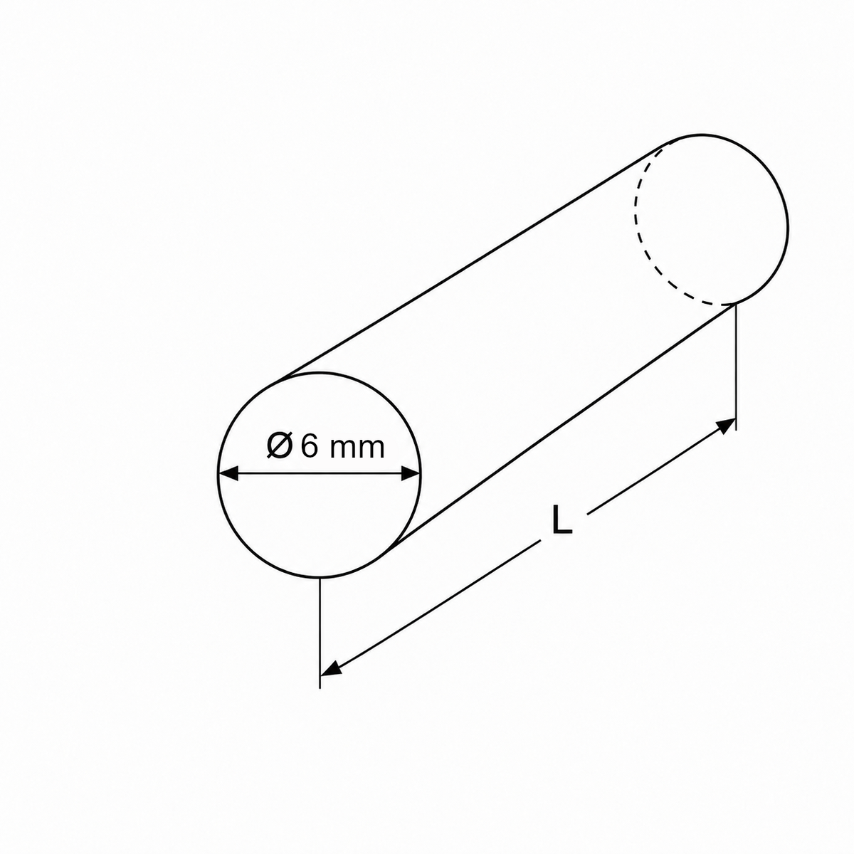 Edelstahl Rundstangen ø 6mm V2A 1.4301 AISI 304, warmgewalzt & poliert glänzend, Rundstab, Zuschnitt nach Maß