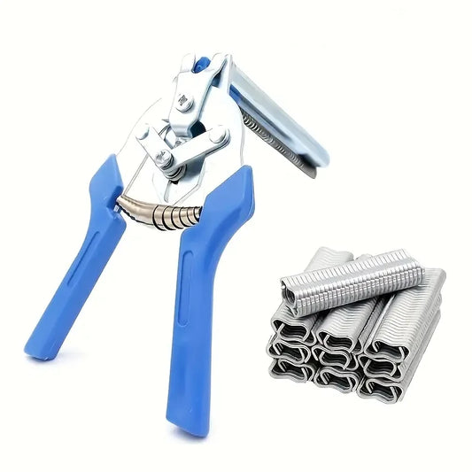 Pinza per anelli da recinzione (clipper per salsicce) e 600 clip M per recinzioni e gabbie.