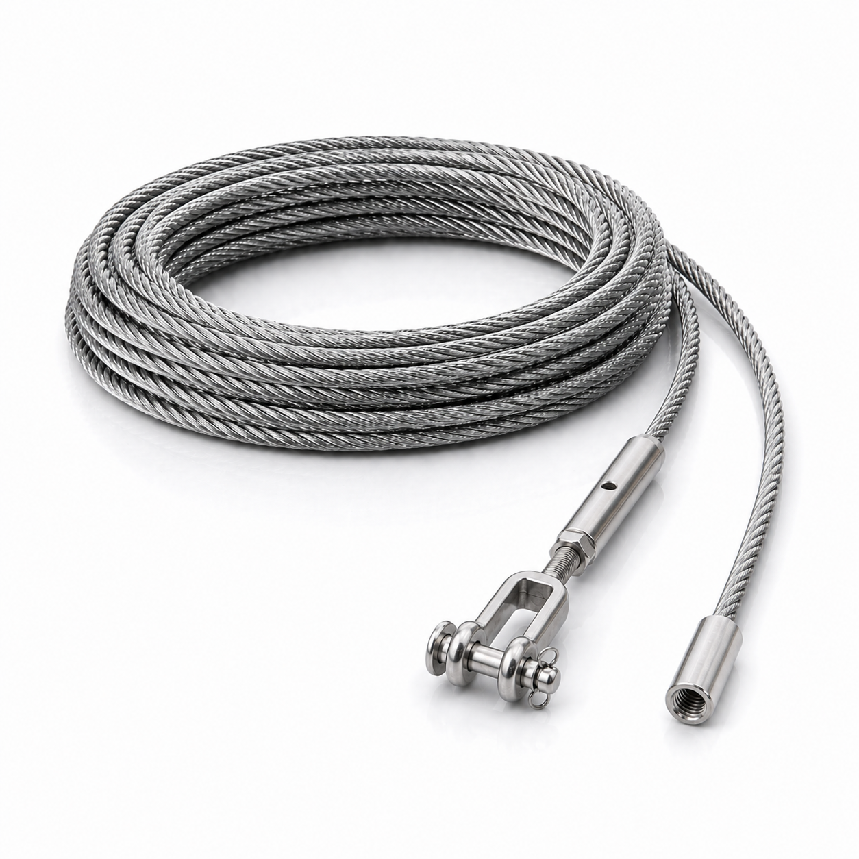 Edelstahl Drahtseil 4 mm V4A (1.4401) 1x19 nach Maß gefertigt – konfigurierbar