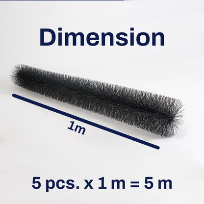 Spazzola per grondaia 5 m (5 pz x 1 m) – Protezione efficace contro foglie, martore e uccelli per la tua grondaia o impianto solare Ø 10 cm o Ø 15 cm