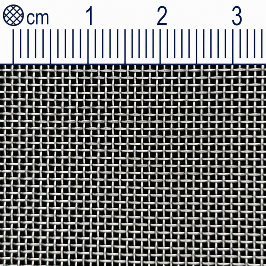 Rete metallica in acciaio inox, maglia 0,63 mm (Mesh 25), spessore filo: 0,4 mm, V2A 1.4301 su misura.
