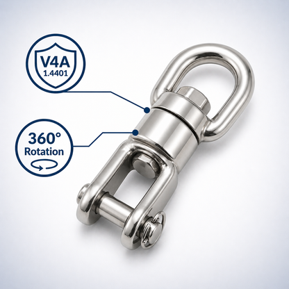 Drehwirbel Edelstahl V4A 1.4401 Auge–Gabel