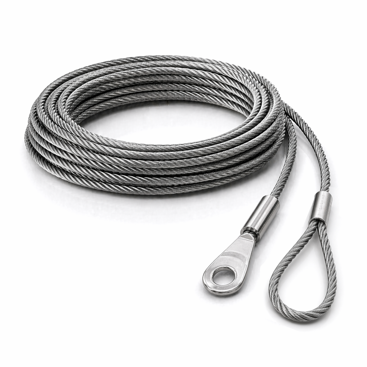 Edelstahl Drahtseil 4 mm V4A (1.4401) 1x19 nach Maß gefertigt – konfigurierbar