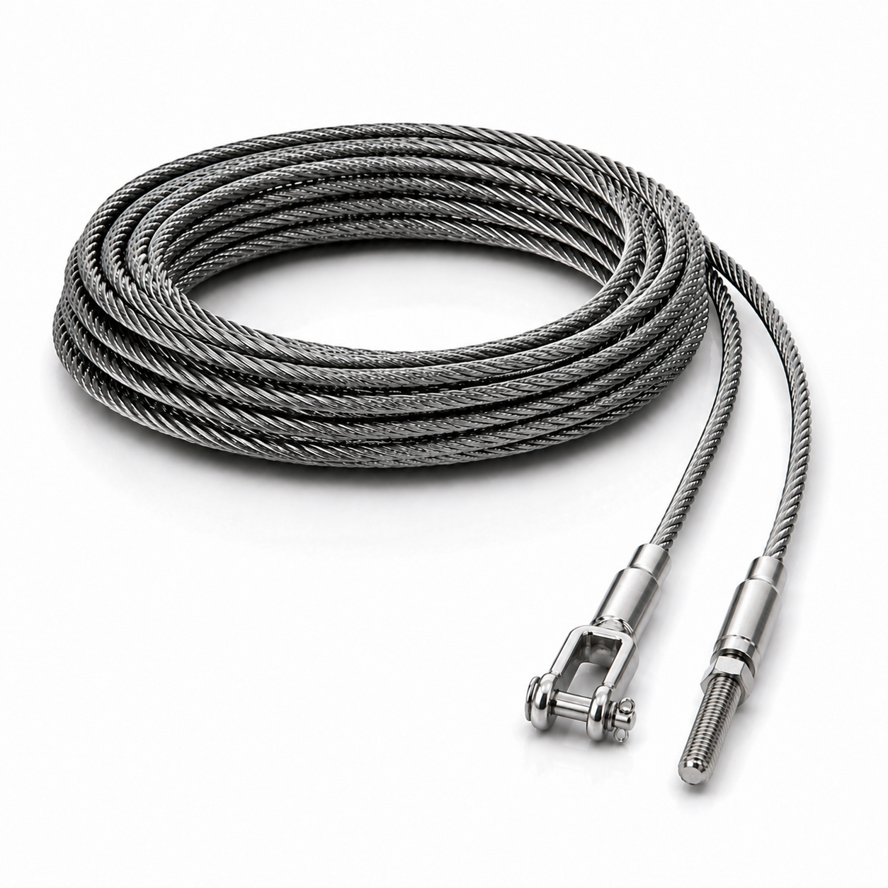 Edelstahl Drahtseil 4 mm V4A (1.4401) 1x19 nach Maß gefertigt – konfigurierbar