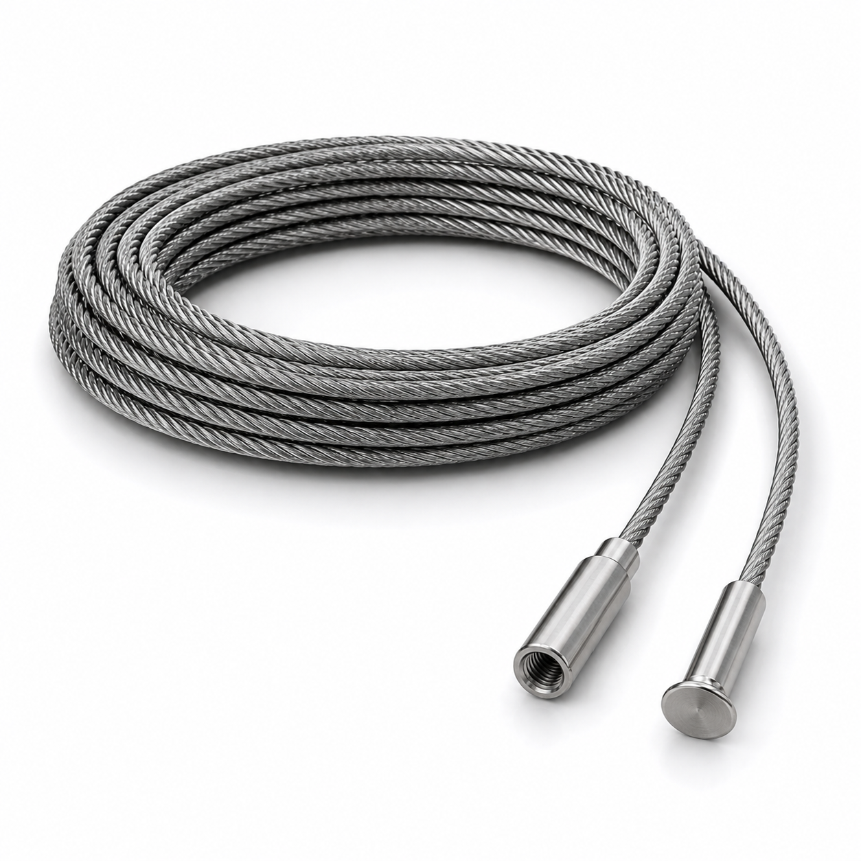 Edelstahl Drahtseil 4 mm V4A (1.4401) 1x19 nach Maß gefertigt – konfigurierbar