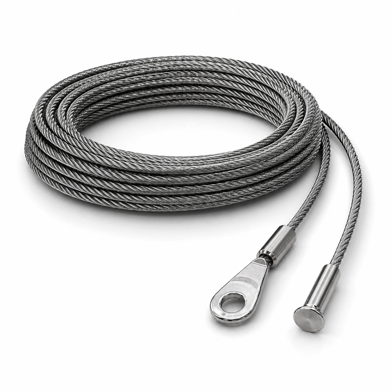 Edelstahl Drahtseil 4 mm V4A (1.4401) 1x19 nach Maß gefertigt – konfigurierbar