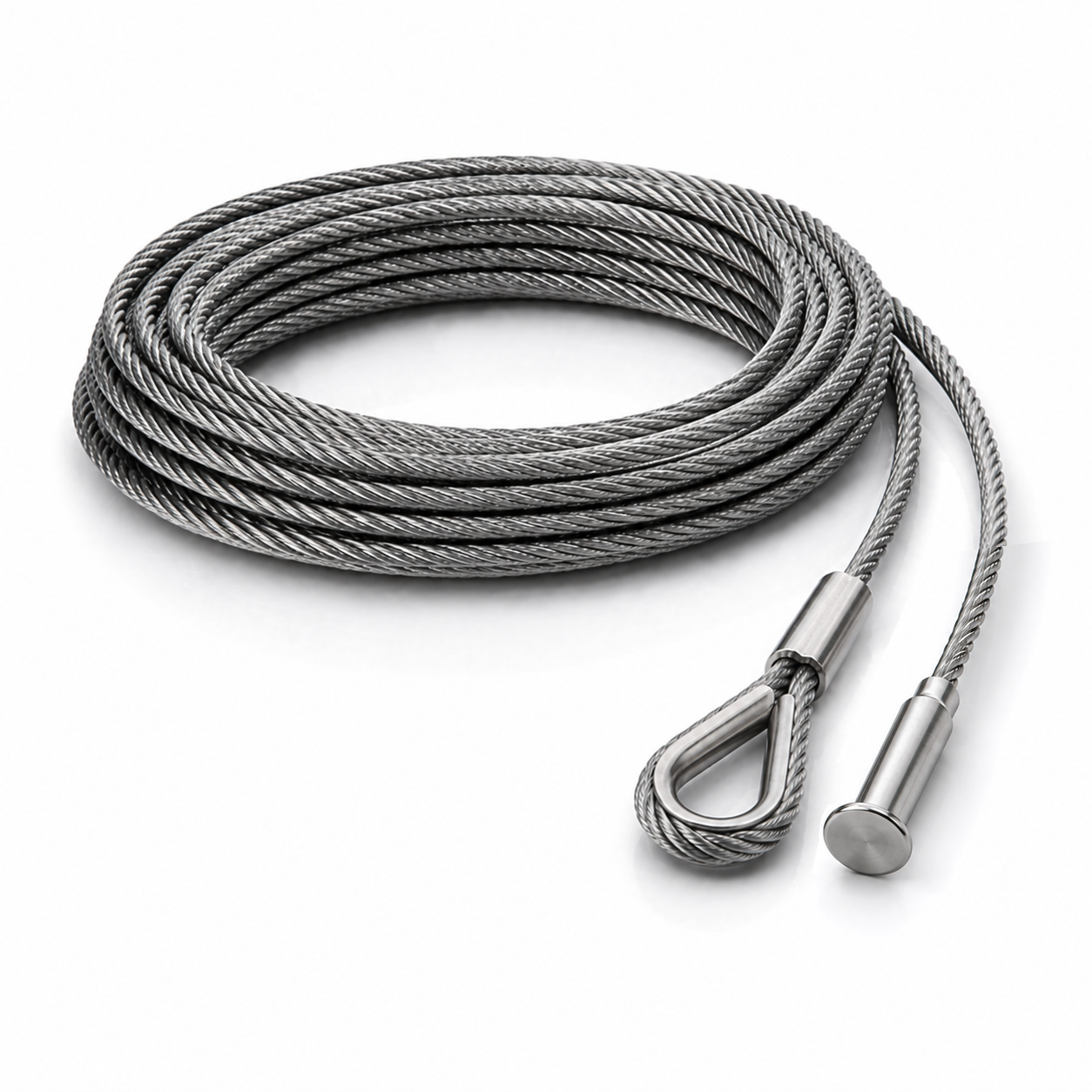 Edelstahl Drahtseil 4 mm V4A (1.4401) 1x19 nach Maß gefertigt – konfigurierbar
