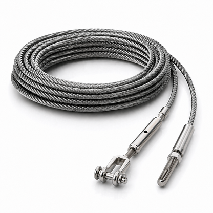 Edelstahl Drahtseil 4 mm V4A (1.4401) 1x19 nach Maß gefertigt – konfigurierbar