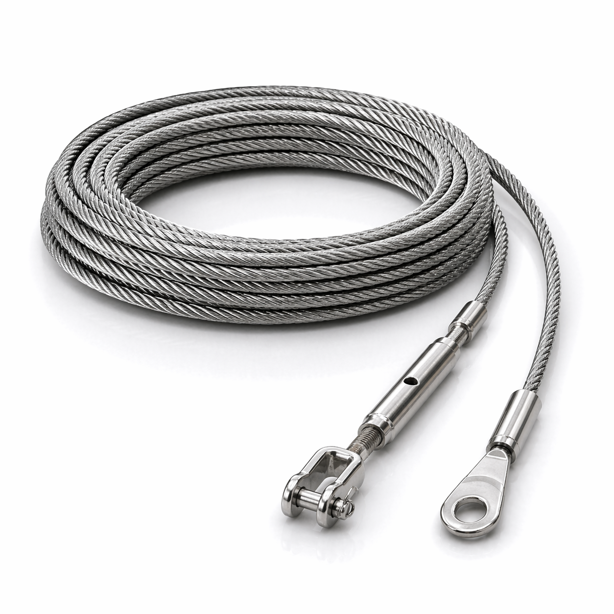 Edelstahl Drahtseil 4 mm V4A (1.4401) 1x19 nach Maß gefertigt – konfigurierbar