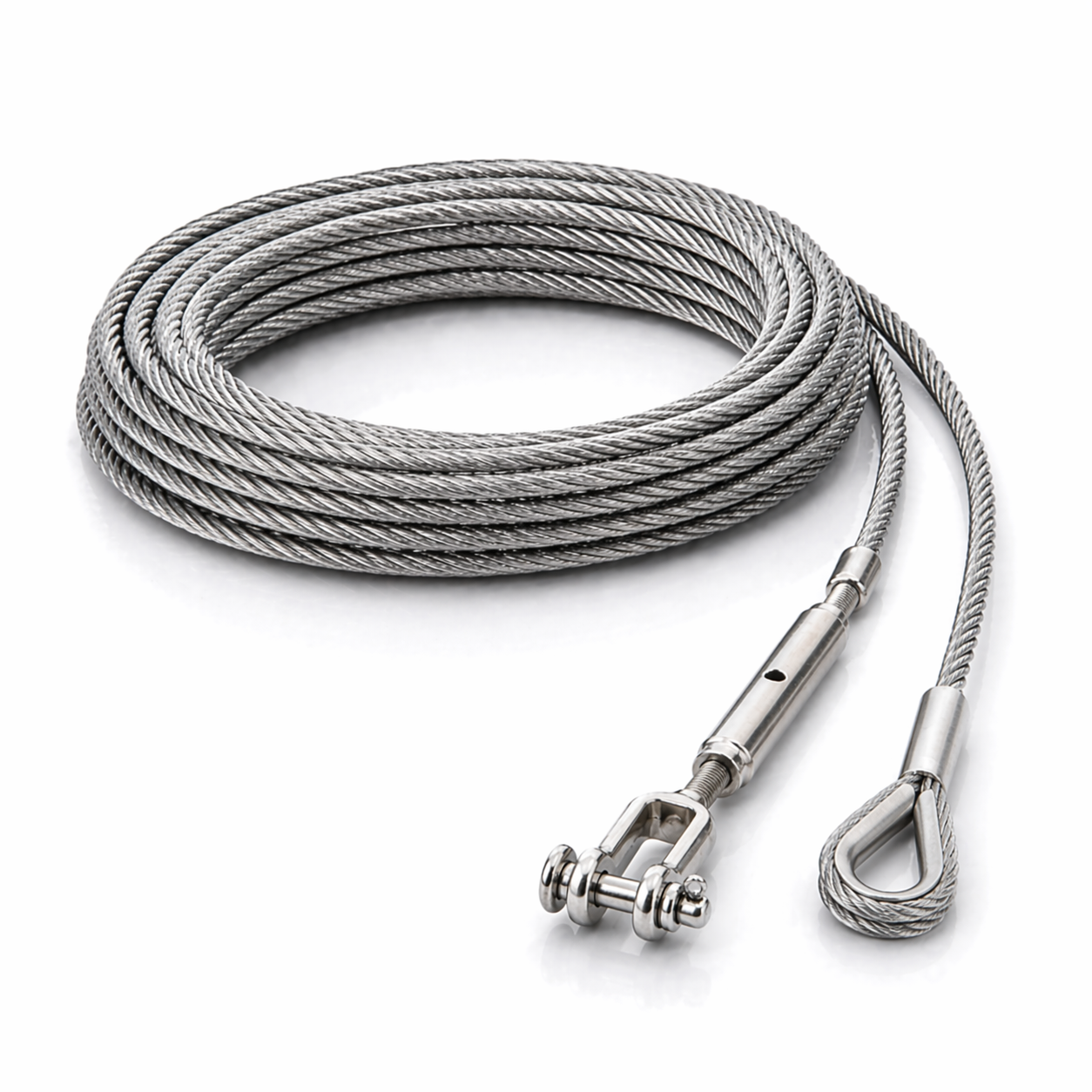 Edelstahl Drahtseil 4 mm V4A (1.4401) 1x19 nach Maß gefertigt – konfigurierbar