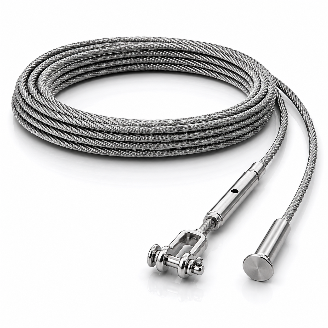 Edelstahl Drahtseil 4 mm V4A (1.4401) 1x19 nach Maß gefertigt – konfigurierbar