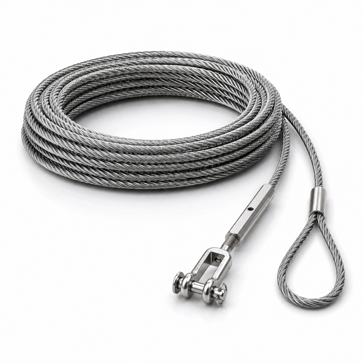 Edelstahl Drahtseil 4 mm V4A (1.4401) 1x19 nach Maß gefertigt – konfigurierbar