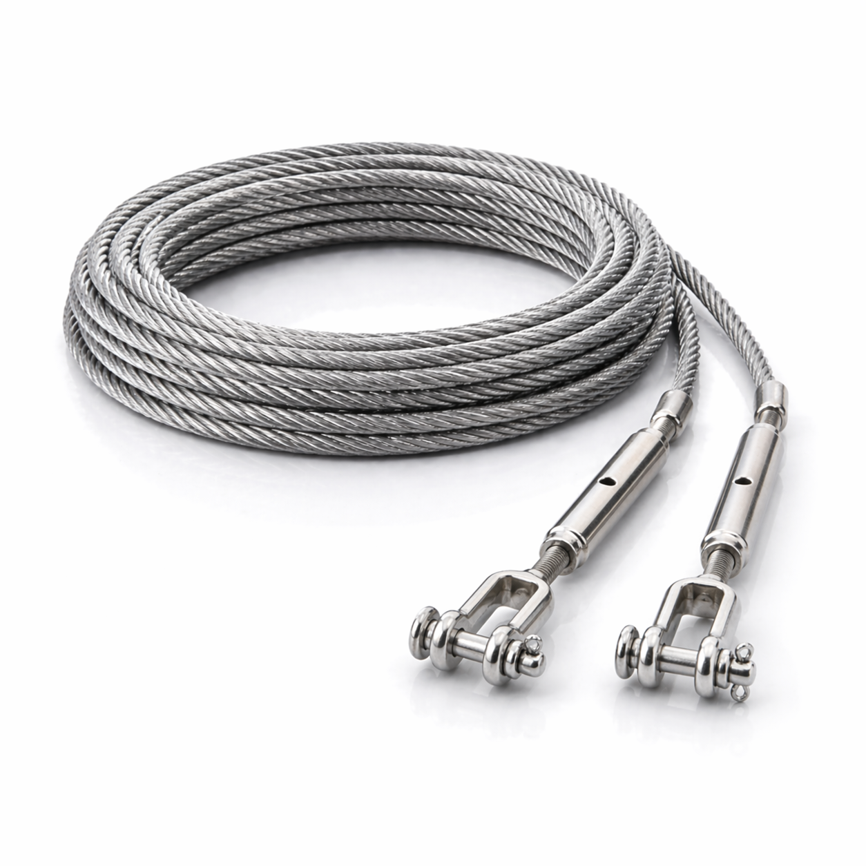 Edelstahl Drahtseil 4 mm V4A (1.4401) 1x19 nach Maß gefertigt – konfigurierbar