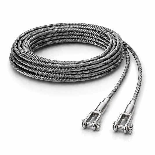 Edelstahl Drahtseil nach Maß (1.4401 V4A) – Gabelterminal & Gabelterminal – Ø 1–10 mm – konfigurierbar