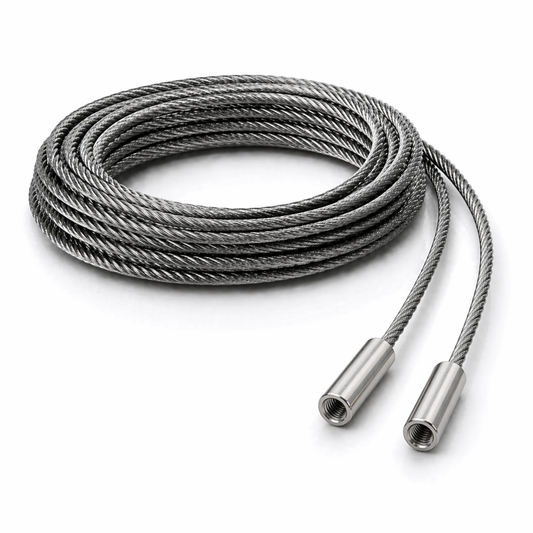 Edelstahl Drahtseil nach Maß (1.4401 V4A) – Innengewindeterminal & Innengewindeterminal – Ø 1–10 mm – konfigurierbar