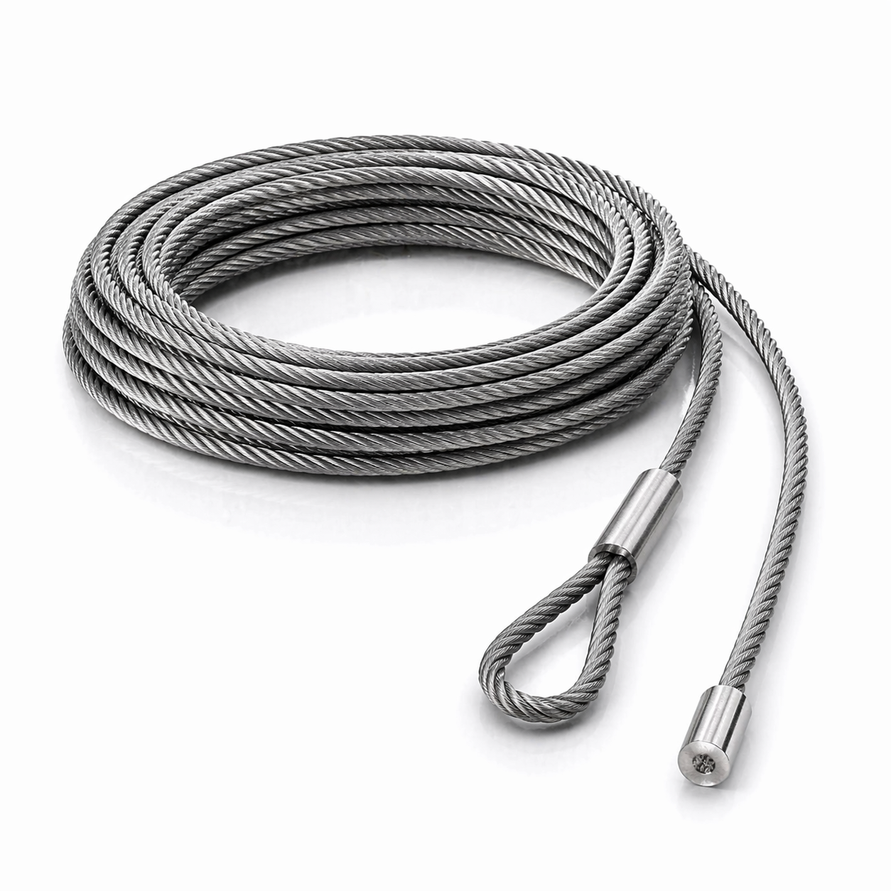 Edelstahl Drahtseil nach Maß (1.4401 V4A) – Schlaufe & Seilstopper – Ø 1–10 mm – konfigurierbar