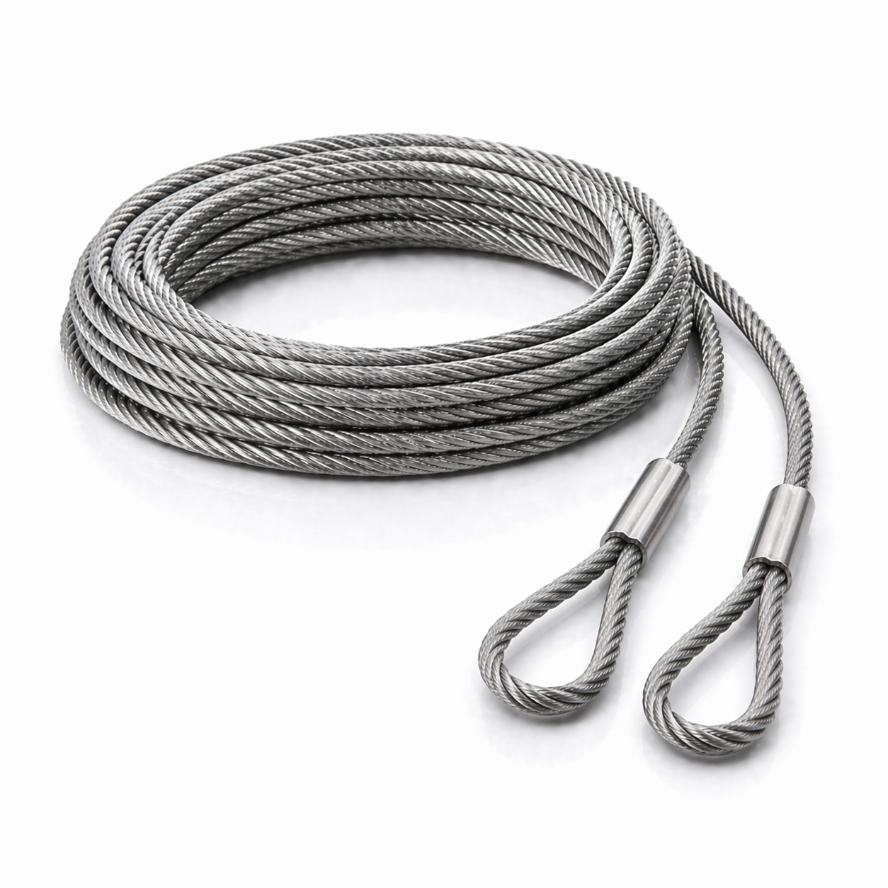 Edelstahl Drahtseil nach Maß (1.4401 V4A) – Schlaufe & Schlaufe – Ø 1–10 mm – konfigurierbar