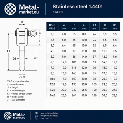 Edelstahl Drahtseil 10 mm Drahtstärke 7x7 (flexibel) V4A 1.4401 nach Maß gefertigt – konfigurierbar