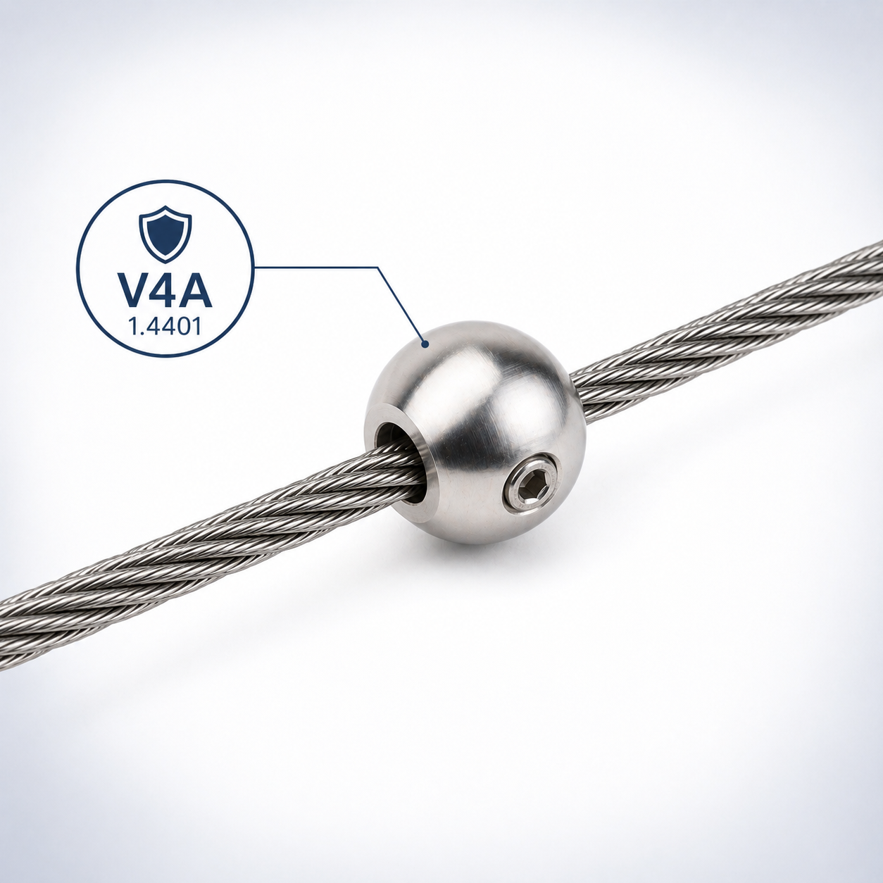 Seilstopper Edelstahl V4A 1.4401 kugel