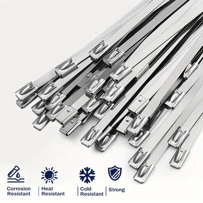 20 fascette in acciaio inox 4,6 x 300 mm con sistema di bloccaggio